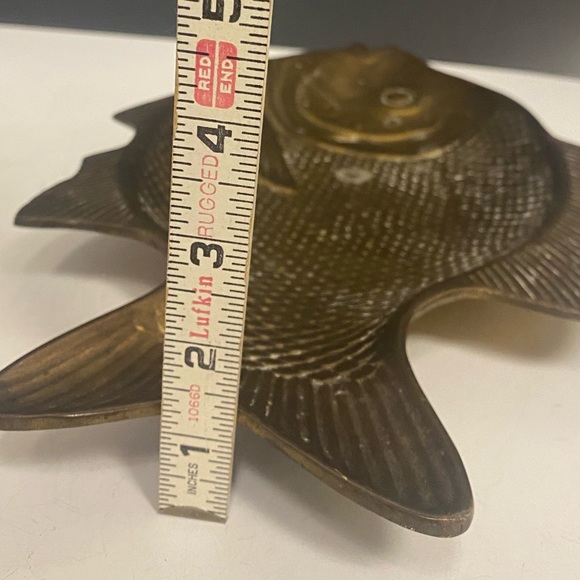 Solid Brass Fish Shaped Trinket Dish Tray 13 Inch - Picture 12 of 13